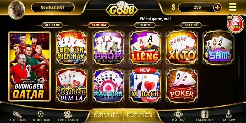Lựa chọn game bài phù hợp tại Go 88
