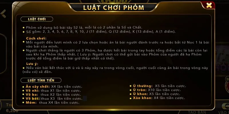 Luật chơi cơ bản game bài Phỏm thành viên tại Go88