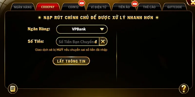 Nạp tiền cho tài khoản cá cược ở link tải Go88